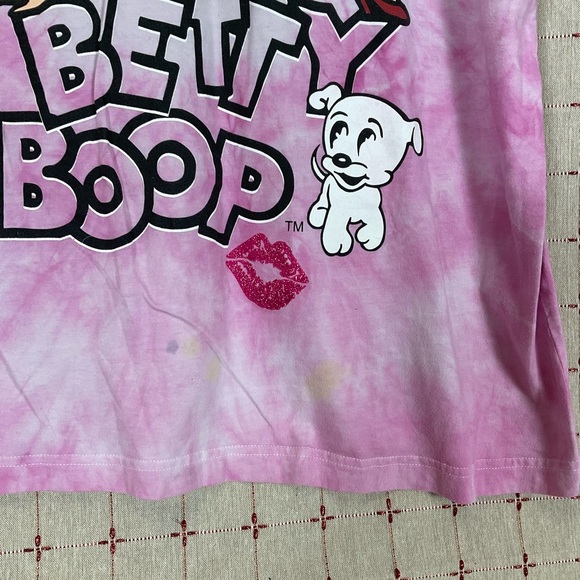 Vintage Betty Boop & Pudgy Pink Tie Dye 1X Y2K Oversized Shirt XL PreLoved - Picture 3 of 6